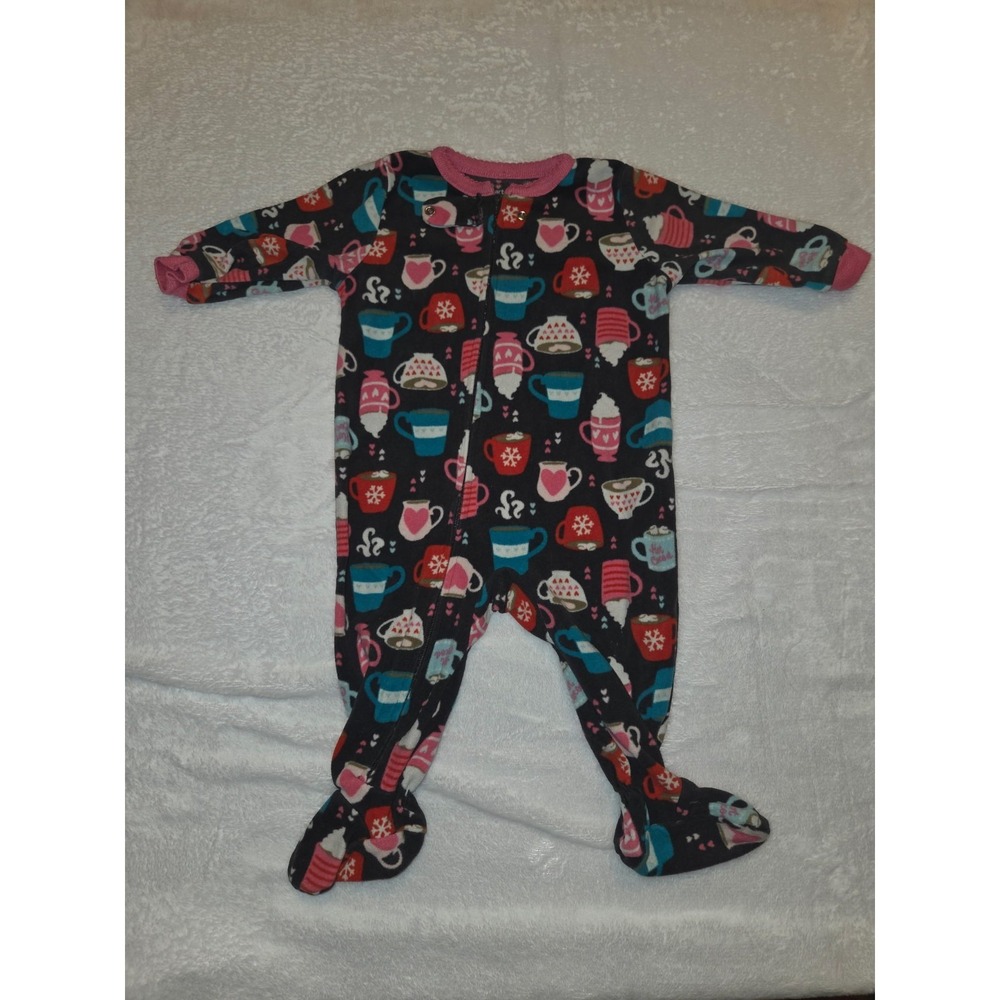Blanket/Sleeper SET Carter's Footed Fleece Zip  Hot Cocoa Graphic Print  6M 018 - Picture 4 of 14
